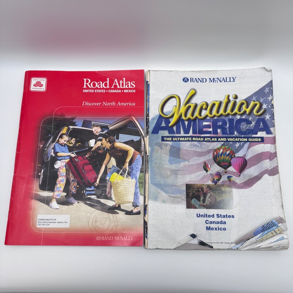 Rand McNally Road Atlas Lot Red Blue Vintage Travel Guides USA Canada